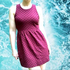J. Crew Burgundy and Black Polka Dot Ponte Sleeveless Office Dress, Size S